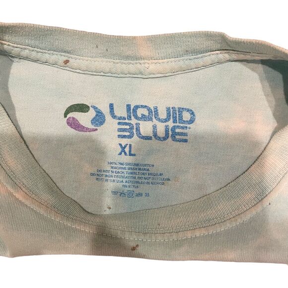 Liquid Blue Grateful Dead Inspiration Bear Tie Dye All Over Faded T Shirt XL - Picture 7 of 10